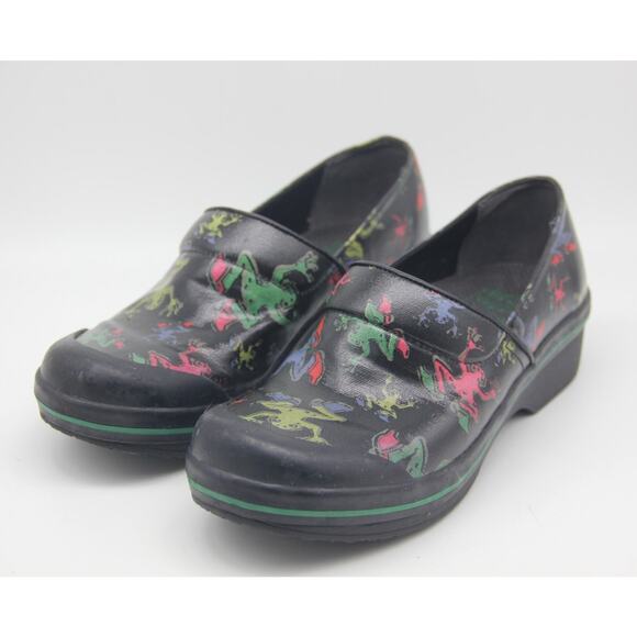 Dansko Vegan Tree Frogs Womens Size 38 US 7.5-8 Black Slip On Work Clog Shoes - Picture 1 of 9